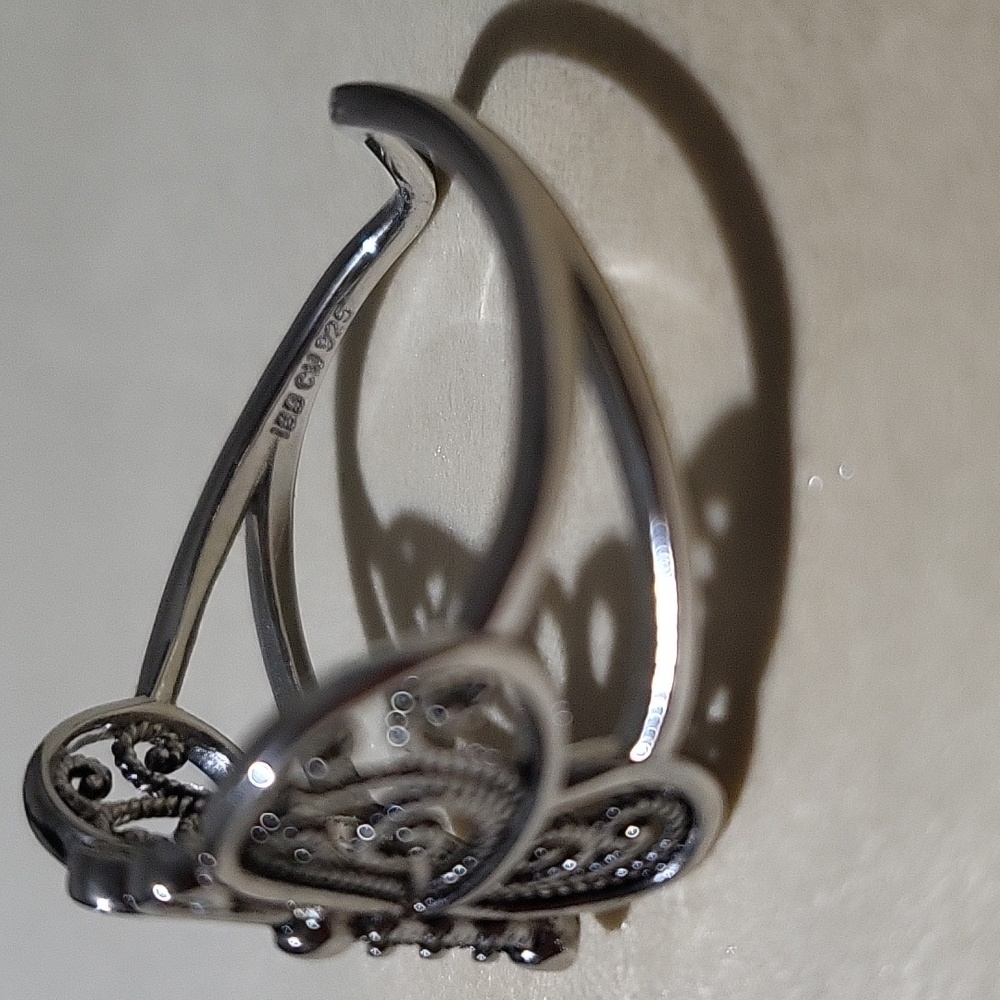 .925 Sterling Silver Butterfly Ring Size 8 - Picture 2 of 8